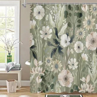 No Brand Talla Xl - Alto 240 Cm Ancho 180 Cm - Cortina Divisoria - Cortina De Ducha Floral - Cortina De Ducha Elegante - Cortina De Ba&ntilde;o Impermeable