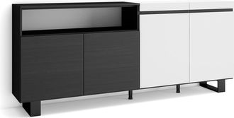 Skraut Home Aparadores Para Sal&oacute;n, Gran Capacidad De Almacenaje, 200x87x35cm, 4 Puertas, Dise&ntilde;o Industrial, Estilo Moderno, Blanco Y Negro - Skraut Home