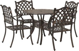 vidaXL Garden Dining Set 5 pcs Bronze 90 x 90 x 75 cm Cast Aluminium vidaXL