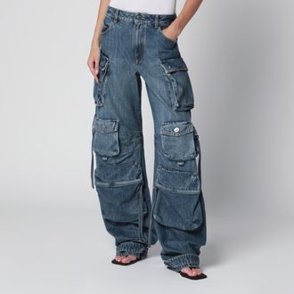 The Attico Fern washed blue cargo trousers