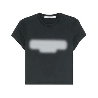 Alexander Wang Alexander Wang, T-Shirts, female, Black, Size: XS Shrunken Tee with Embossed Graphic