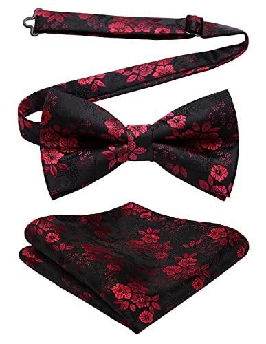 HISDERN Ensemble Nœud Papillon Et Pochette Homme - Auto-Nouable, Serge De Couleur Unie | Cadeau Mariage Élégant