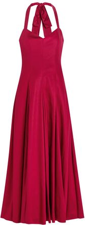 Alice & Olivia Isabelle Pleated Stretch-sateen Midi Dress - Dark Red - 10 (UK14 / L)
