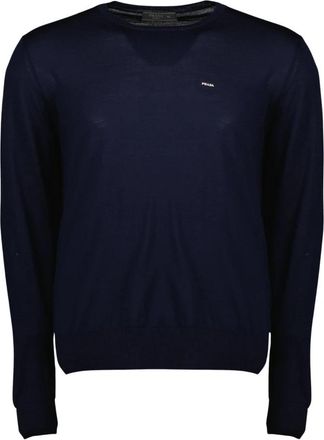 Prada Ronde hals knitwear - Heren - Ronde hals truien - Blauw - XL - Wol - Truien & Vesten