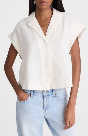 Madewell Notch Collar Linen Popover Shirt in Ivory Linen at Nordstrom, Size Xx-Small