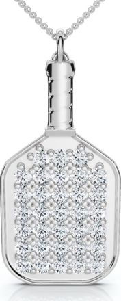 Pompeii3 1Ct Diamond Studded Pickleball Paddle Pendant Necklace 10k Gold Lab Grown