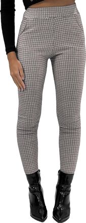 Generic Womens Smart Skinny Fit Houndstooth Pocket Detail Stretch Fit Trousers Pants Leggings - Small-X/Large (as8, Alpha, l, x_l, Regular, Regular, Rust, Ski