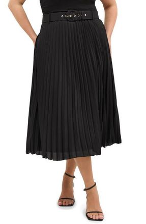 City Chic Petra Pleated Skirt in Black at Nordstrom, Size Xxxs