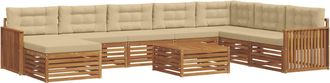 vidaXL Conjunto De Sof&aacute;s De Exterior 9 Uds. Natural Y Beige Vidaxl