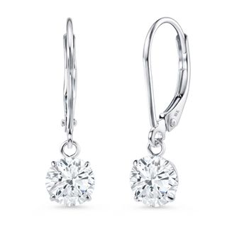 MAX + STONE 10k Yellow or White Gold Leverback Cubic Zirconia Dangle Earrings 5mm to 10mm