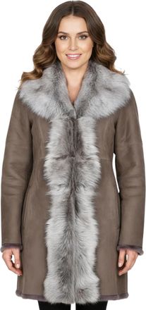 Infinity Leather Womens Taupe Toscana Sheep Suede Leather Trench Coat- Celeste