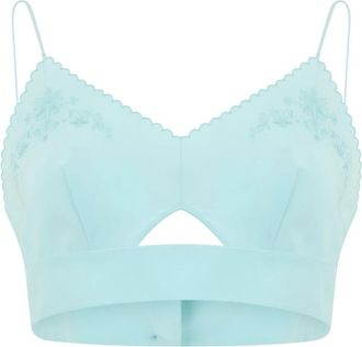 Alberta Ferretti Tops, Dames, Blauw, S, Korte top met centrale opening