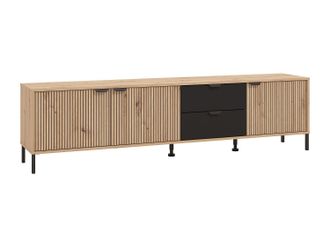Vente-Unique Mueble TV con 3 puertas y 2 cajones - Natural y negro - MERELA