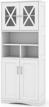 Costway Tall Bathroom Cabinet Large Floor Storage Cabinet-White