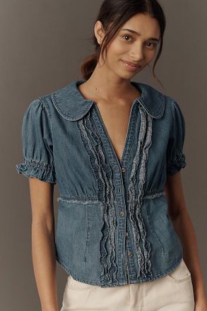 Pilcro The Keira Denim Waisted Blouse by Pilcro