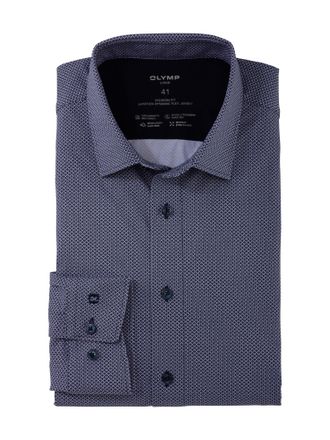 Olymp Businesshemd OLYMP Luxor 24/Seven Modern Fit, Herren, Gr. 37, N-Gr, blau (marine), Web, Obermaterial: 92% Baumwolle, 8% Elasthan, gemustert, Hemden Bu