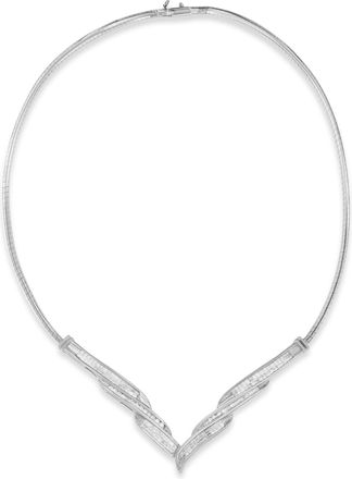 House of Brilliance 14K White Gold Round and Princess Cut Diamond V Shape Fashion Pendant