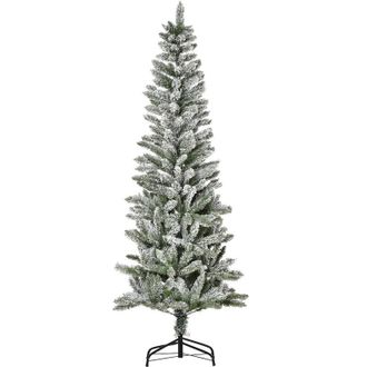 HOMCOM Rbol De Navidad Nevado Artificial 180 Cm Con 394 Ramas Ign&iacute;fugas De Pvc Base Plegable Y Soporte De Acero Decoraci&oacute;n Interior Navide&ntilde;a &Oslash;60x180 Cm
