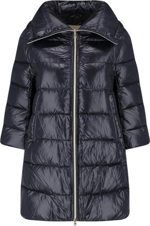 Herno Black Cleofe Zip-Up Fabric Puffer Jacket