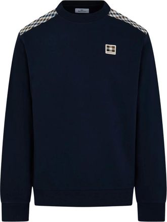 Aquascutum Hoodies & sweatvesten, Heren, Blauw, L, Katoen, Lamina Insert Crewneck