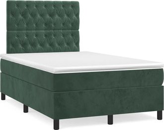 vidaXL Vidaxl - Cama Box Spring Con Colch&oacute;n Terciopelo Verde Oscuro 120x190 Cm