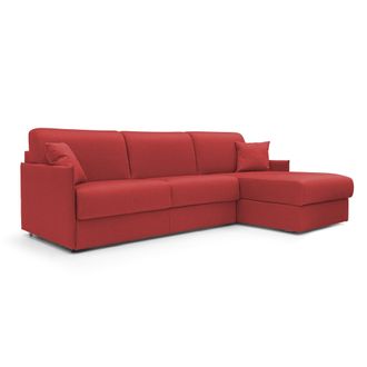 Divani.Store Divani.store - Evans Divano Letto Angolare Con Penisola In Morbido Tessuto Impermeabile T13 272 Cm Destro (mat. 160x197) Rosso