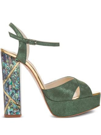 Freya Rose Cher block-heel sandals - women - Calf Leather/Kid Leather/Calf Leather - 39 - Green