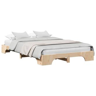 Berkfield Home Modern Bed Frame Natural Solid Pine wood 120 x 190 cm in Light Tan