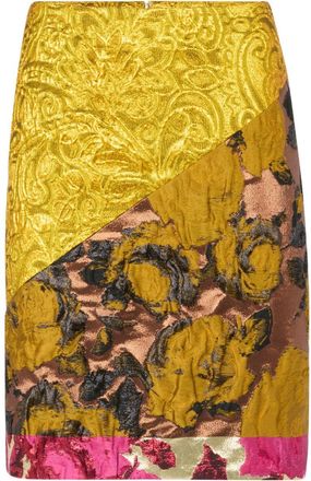 Nina Ricci Gold-Tone Jacquard-Effect Floral Panelled Skirt