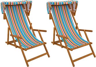 vidaXL Silla De Terraza 2 Pcs 3 Posici&oacute;n Madera De Eucalipto Maciza Vidaxl