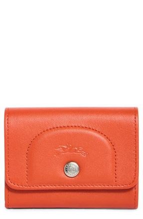 Longchamp Le Pliage Leather Flap Card Case in Saffron at Nordstrom Rack