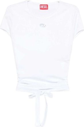 Diesel White Round Neck Wrap Tie T-Shirt