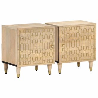 vidaXL Mesitas De Noche 2 Uds Madera Maciza De Mango 40x33x46 Cm Vidaxl