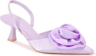 Berness Camellia Satin Rose Slingback Kitten Heel Pump in Purple at Nordstrom Rack, Size 7.5