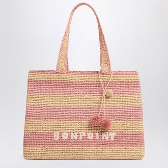 BONPOINT Esma rosa gestreifte Basttasche