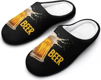 Generic Beer Funny Mens Cotton Slippers Soft Non-Slip Rubber Sole House Slipper Indoor Outdoor
