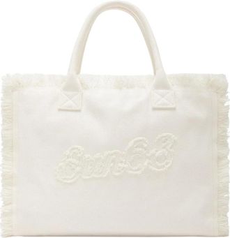 Sun 68 Borsa Cali Lareg con Frange in Canvas - - Bags - Donna - Beige - ONE SIZE