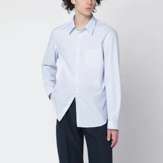 Gucci Camicia azzurra a righe con dettaglio Web