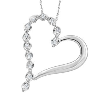 Pompeii3 10K White Gold 1 Tall Diamond Heart Pendant Womens Necklace