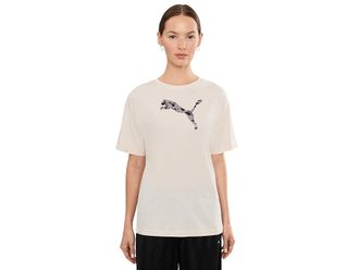 Puma Essentials Graphics Animal Print Relaxed T-Shirts Womens Workout Alpine Snow : LG, Cotton