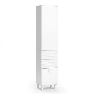 Vicco Armario De Ba&ntilde;o Sola, Blanco, 40.2 X 192.4 Cm Con Puerta Y Cajones