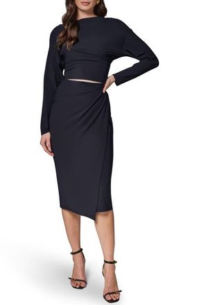DKNY Front Slit Long Sleeve Dress in Black at Nordstrom, Size 16