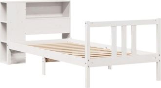 vidaXL Vidaxl - Cama Con Estanter&iacute;a Sin Colch&oacute;n Madera Maciza Blanco 90x200 Cm