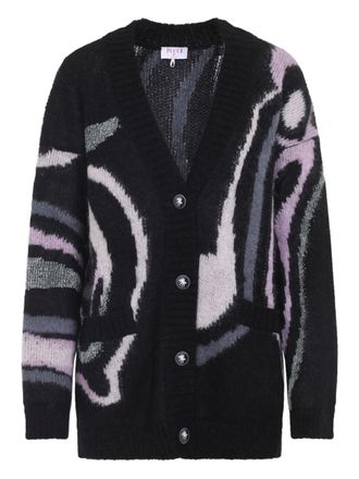 Pucci abstract-patter cardigan - women - Polyamide/Viscose/Mohair/Wool - L - Black
