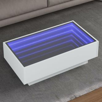 vidaXL Vidaxl - Mesa De Centro Con Led Madera De Ingenier&iacute;a Blanca 90x50x30 Cm