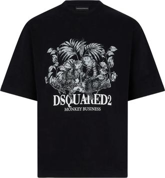 Dsquared2 Monkey Business T-shirt met print - Zwart
