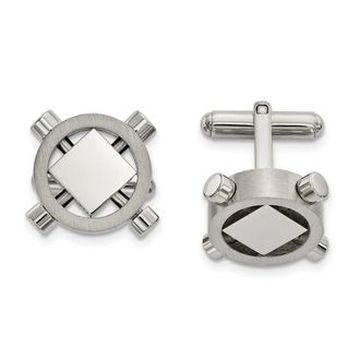 Diamond2Deal Stainless Steel Brushed and Polished Cufflinks