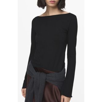 Mango Boatneck Top in Black at Nordstrom, Size Xx-Small