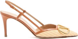 Valentino Garavani Brown Signature Slingback Pumps