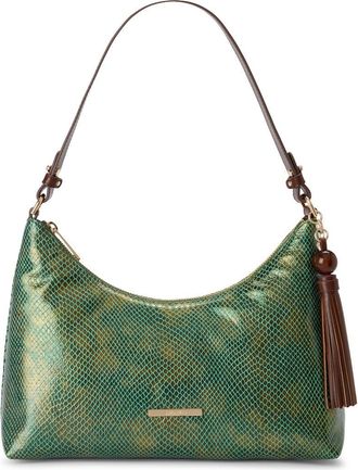 Brahmin Olivia Lizard Embossed Leather Shoulder Bag in Dark Green at Nordstrom